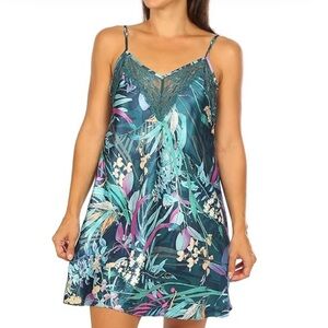 Linea Donatella Tropical Print Chemise with Lace
